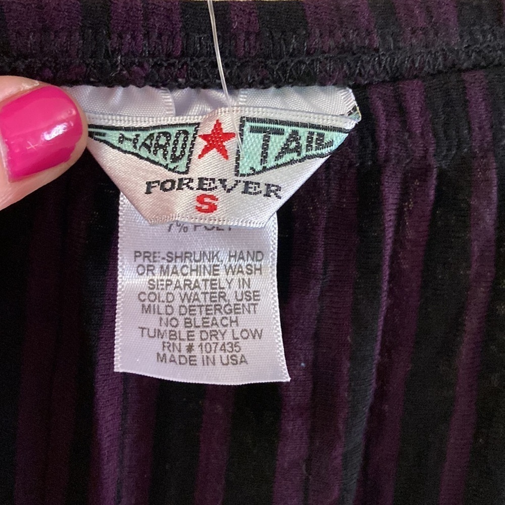 Sz S Hard Tail New Straight Soft Maxi Skirt in Black/Grape Stripes Rayon Blend - Picture 4 of 6